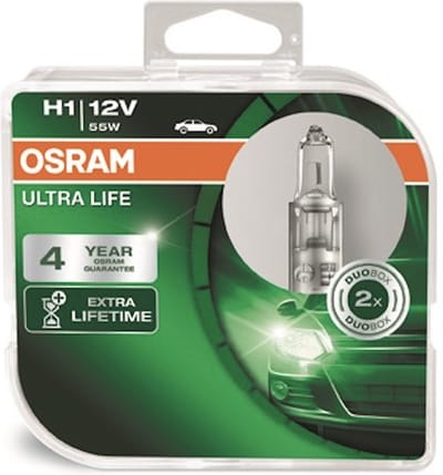 Osram Ultra Life Halogeen lampen - H1 - 12V/55W - set à 2 stuks