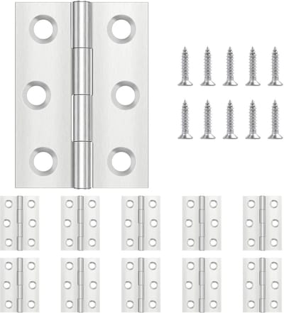 Dailygoods- Scharnieren 44 × 31 mm - 10 Stuks - Roestvrij Staal - Voor Deuren - Inclusief 60 Schroeven - Hoge Sterkte - Deurscharnier