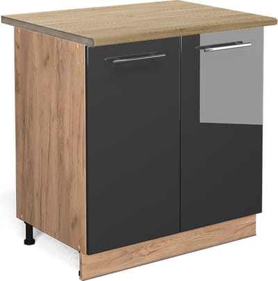 Vicco Fame-Line Keukenonderkast – 80 cm met legplank, WB Eik Antraciet Hoogglans