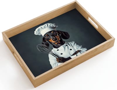 Dienblad hout 40x30 cm - Schootdienblad - Hond - Garde - Kok - Borrelplank rechthoek - Plateau dienbladen