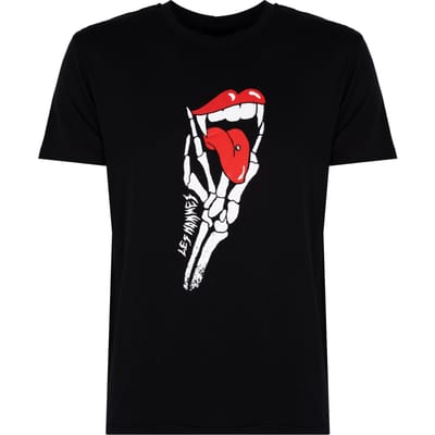 Les Hommes T-Shirt Tongue Prank Mannen zwart