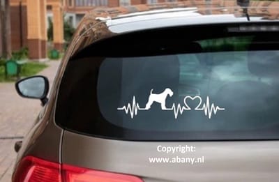 Foxterier 3 x – autosticker - sticker voor raam auto deur muur laptop - heartbeat - rashondensticker - hondenlijn – hondenriem - Doglove - Abany quality design