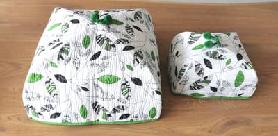 Vliegenkap - 1 + 1 Opvouwbare - Thermo - houd voedsel - Warm en koud, Groene veren patroon, 36x36x15 cm