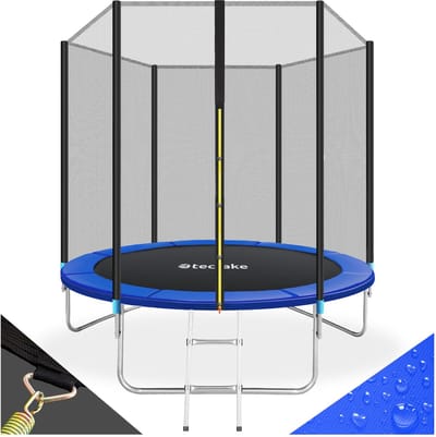tectake® TÜV-geteste Trampoline met Veiligheidsnet - 244 cm - Kindertrampoline - Buitenspeelgoed - Sporttrampoline - Speeltoestel voor in de Tuin