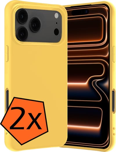 Hoes - 2 Stuks - Geschikt voor Apple iPhone 17 Pro Max / 18 Pro Max - Sterk & Shockproof - Case Siliconen - Back Cover - Telefoon Hoes - Geel