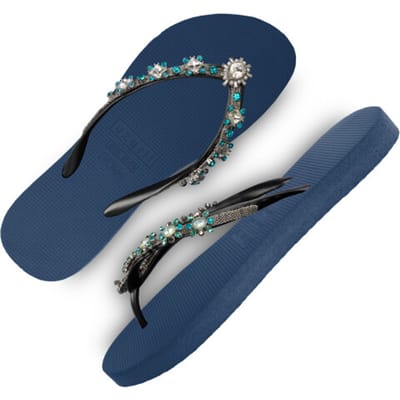 Uzurii Dolce chrystal marineblauw dames slippers, , maat: