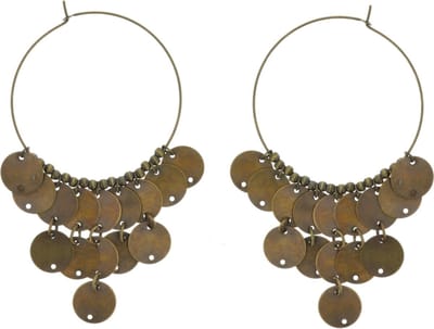 Behave - Oorringen oud-goudkleur met ronde hangers 7,5 cm - Nikkelvrij