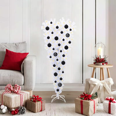 vidaXL - Kunstkerstboom - met - 150 - LED - Wit - 120 - cm - PVC - en - Staal
