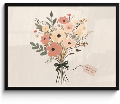 Poster in lijst - Fotolijst 70x50 cm - Posters - Bloemen - Quote - Beige - Lint - Posterlijst zwart - Decoratie - Wanddecoratie woonkamer - Muurdecoratie slaapkamer