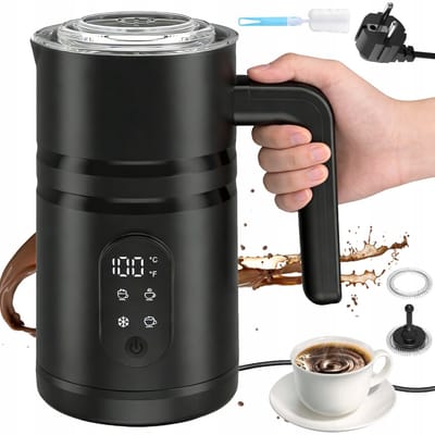 400W Melkopschuimer - 5-in-1 Elektrische Melkopschuimer - Koud & Warm - 350ml Capaciteit - 145x100x195mm - Precieze Temperatuurregeling - Snel Opschuimen - Voor Thuis & Kantoor