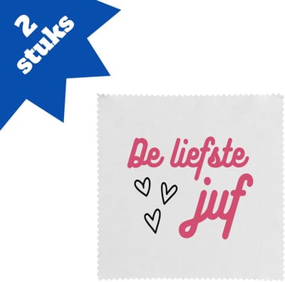 Akyol - de liefste juf brillendoekjes - Juf - voor de liefste juf - juf - verjaardagscadeau - verjaardag - cadeau - afscheidscadeau - geschenk - leuke cadeau - kado - gift - juffendag - 17,8 bij 17,8 cm - 2 stuks