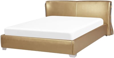 PARIS - Tweepersoonsbed - Goud - 140 x 200 cm - Leer