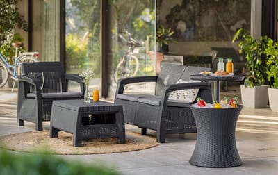3-in-1 Cocktailtafel en IJskoeler voor Buiten - UV-Bestendig en Weerbestendig