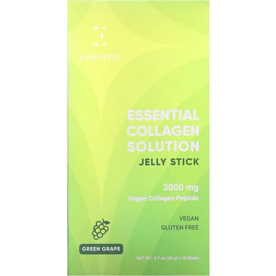 Everydaze, bâtonnets de gelée Essential Collagen Solution, raisin vert, 3 000 mg, 10 pièces, 20 g (0,7 oz) chaque