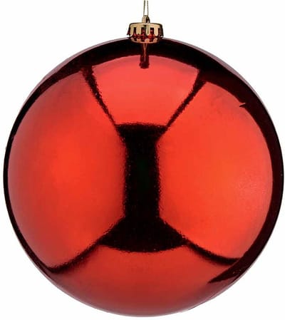 Krist+ Grote decoratie kerstbal - rood - 20 cm - kunststof - glimmend - kerstversiering