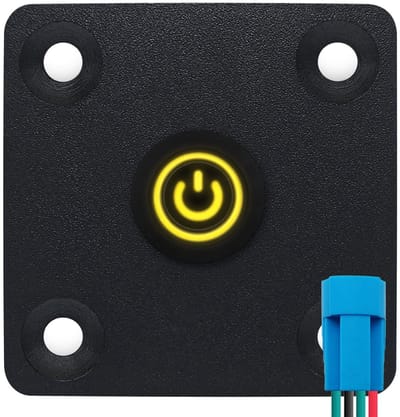 ProRide Metalen drukschakelaar Inbouwpaneel 12V ON-OFF - 12mm - met Aansluitkabel - 12V/24V - LED indicatie Geel