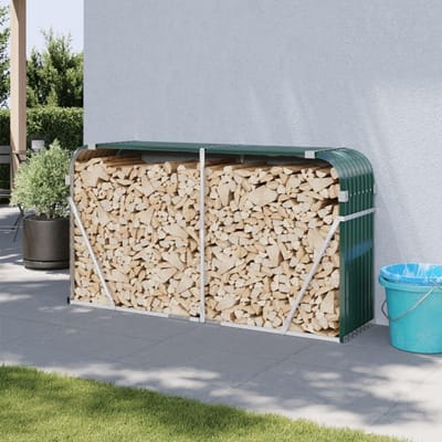 Brandhoutrek - Houthouder Open Haard - Hout Opslaan - Stevig Verzinkt Staal - 180 x 45 x 100 cm - Groen