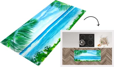 Keukenloper - Loper keuken - Zee - Strand - Plant - 120x50 cm - Keukenloper vinyl