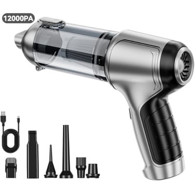Draadloze Handstofzuiger Voor De Auto - Draagbare Oplaadbare Mini Autostoofzuiger - Zwart - 7 Opzetstukken - 12000Pa