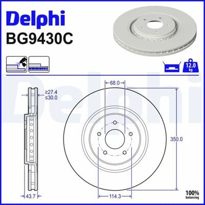 Remschijf DELPHI BG9430C, 1 stuk