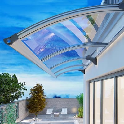 Deurluifel Regenbescherming - Voordeur Overkapping - Entree Droog Houden - Slagvast Polycarbonaat - Tot 150 cm Breed - Transparant