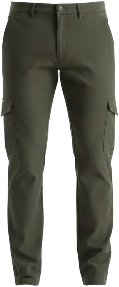 OMBRE Broek - Regular Fit - Viscose - Knopen Donkere Olijf S