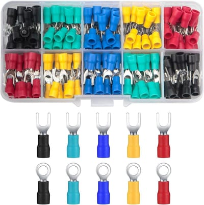 Set van 200 Ring Lugs voor Kabelverbindingen - Geïsoleerde Connectoren, Drukconnectoren en Compressieconnectoren voor Betrouwbare Aansluitingen
