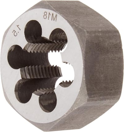 Metrische Carbon Steel Matrijs - Draadsnijgereedschap Zeskant - Schroefdraad Repareren - Opnieuw Inrijgen Gekneusde Draden - 18mm x 1.50 - Zilver