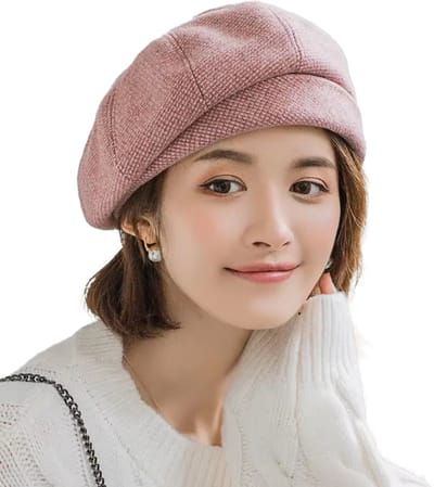 Eenvoudige Vrouwen Baret - Wollen Hoed voor Elegante Dames - Vintage Geruite Achthoekige Pet voor Herfst en Winter - Modieuze Damesaccessoires