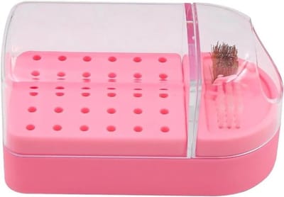 MK Stoer -Nagelborenhouder - manicure - organizer voor nagelbits - stofdicht - stand - gereedschap - geschikt voor nagelkunst - zwart model met 30 gaten.