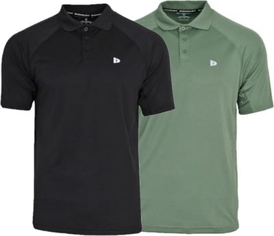 2-Pack Donnay - Sport polo (Björn) - Multi Sportpolo - Heren - Black/Jungle green (549) - Maat M