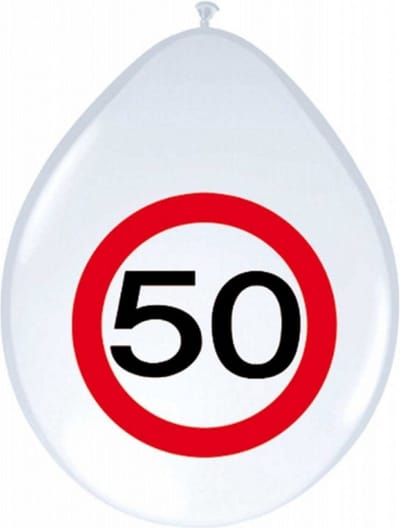 Ballonnen 50 jaar - 16x - 30 cm - verkeersbord - versiering Sarah/Abraham - feestversiering verjaardag