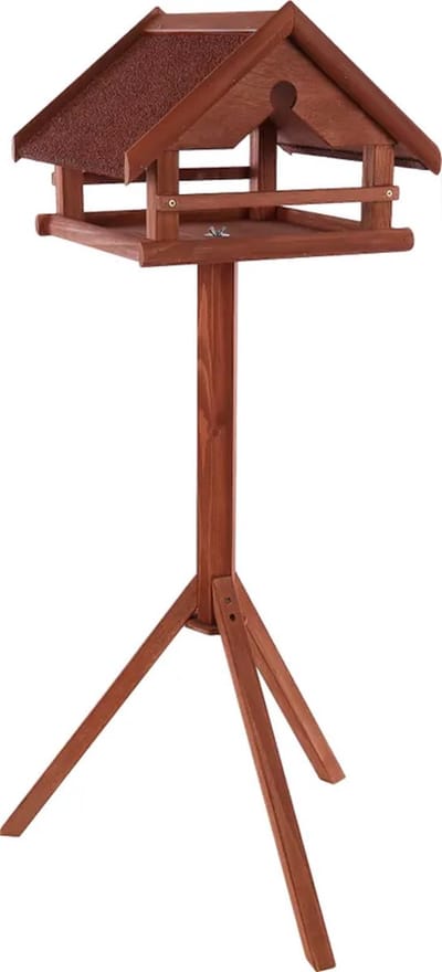 Flamingo Voederhuis met Staander Hafnir Hout – 42cm L x 40.5cm B x 119cm H, Gemaakt van Dennenhout, Waterbestendig, Sterk en Duurzaam