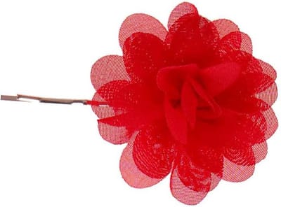 Schuifspeldje - bloem rood organza - 5cm