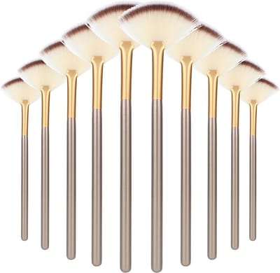 10 Delige Gezichts Fanflesjes - Ultra Dunne Zachte Borstels met Houten Handvat voor Maskers, Modder en Make-up Professionals