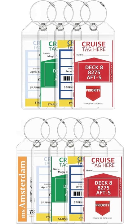 Thijox - XXL Kofferhanger voor Cruises, Robuust en Waterdicht PVC Bagagelabel voor AIDA, TUI, MSC - Transparante Cruise Bagage Tag met 6 Schroefbare M