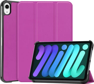 Hoes - Geschikt voor Apple iPad Mini 6 (2021) - 8.3 inch - 6e Generatie - Dun & Stevig - Trifold Bookcase - Hard Cover - Hardcover Book Case - Tablet Hoesje - Paars