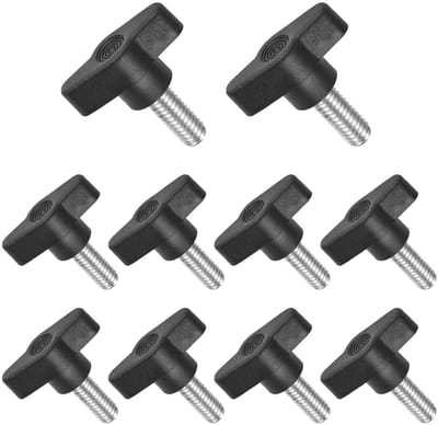Set van 10 T-vormige vleugelknoppen met M8 x 20mm schroefdraad, vervangende duimschroeven voor klemmen, ideaal voor handgrepen en bevestigingen in zwart