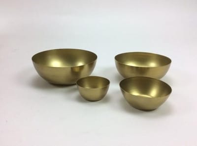 Set van 4 goudkleurige schalen 13x5/104/8x3/6x3 cm metaal