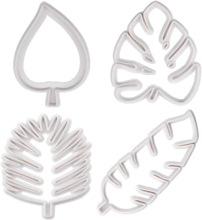 Set van 4 Uitsteekvormen voor Koekjes, Bladvormen, Tropische Bladeren, Perfect voor Taartdecoratie, Fondant en Cupcakes