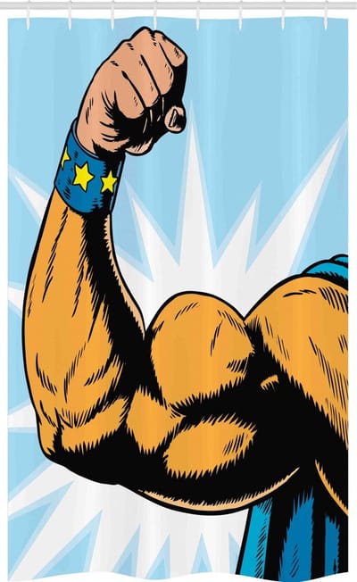 ABAKUHAUS Comics Douchegordijn – Cartoon Superhelden – 120x180 cm – Blauw