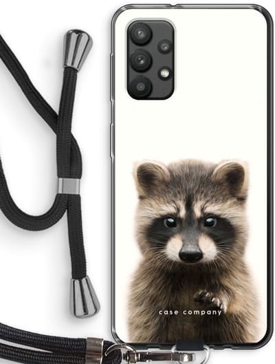 Hoesje met koord geschikt voor Samsung Galaxy A32 4G hoesje met Koord - Rocco - Telefoonhoesje met Zwart Koord - Bescherming aan alle Kanten en Over de Schermrand