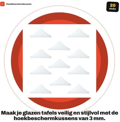 Dailygoods- Hoekbeschermkussen 3 mm - Hoekbeschermers - Glazen Tafels - 20 Stuks - Kunststof - Bescherming tegen Beschadiging