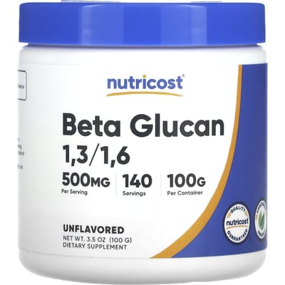 Nutricost, Bêta-glucane 1,3/1,6, sans saveur, 500 mg, 3,5 oz (100g)