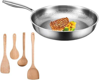 Titanium Pan - Ongecoate Koekenpan - Gezond Koken - Natuurlijk Anti-aanbak - 32 CM - Zilver