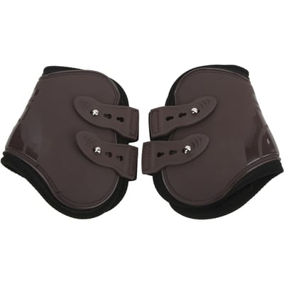 Lot de 2 guêtres pour pattes arrière de cheval, coque en PU, protège-jambes réglables en néoprène pour spectacle équestre XL black