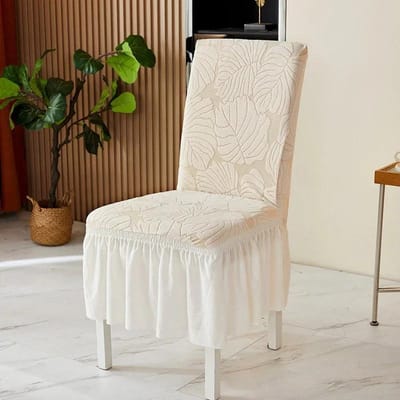 1/2/4/6 stuks Bladeren Jacquard Eetkamerstoelhoes met Rok Stretch Stoelhoezen voor Bruiloft Banket Feest Huis Stoelhoes 1pc brown