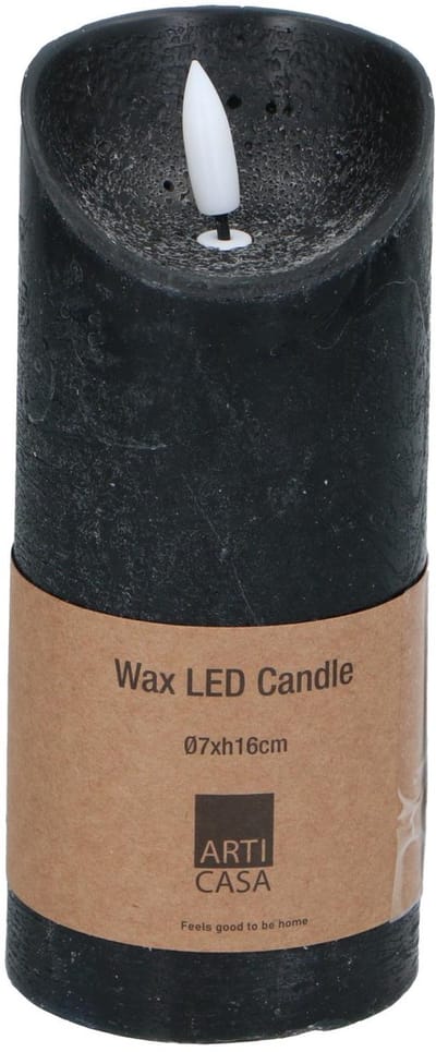 Led waskaars zwart Ø7xh16cm