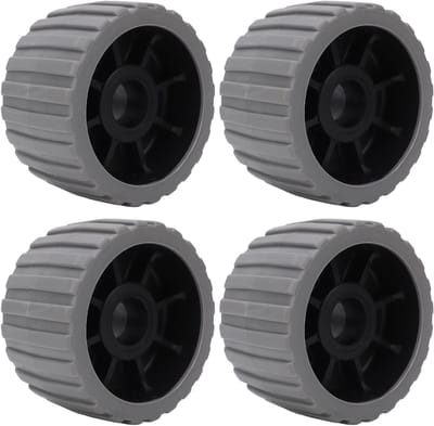 Allecto Plus - 4-delige set Wobble Rollers voor boottrailers - Hittebestendig - Poly - Geribbeld - 125 x 73 x 30mm