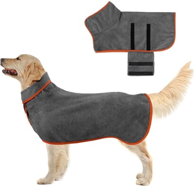 TOVBMUP Hondenbadjas - Winterjas voor Honden - Extra Absorberend en Snel Droog met Verstelbare Bandjes - Geschikt voor Grote, Middelgrote en Kleine Honden - Microvezel - 1 Stuk Maat L